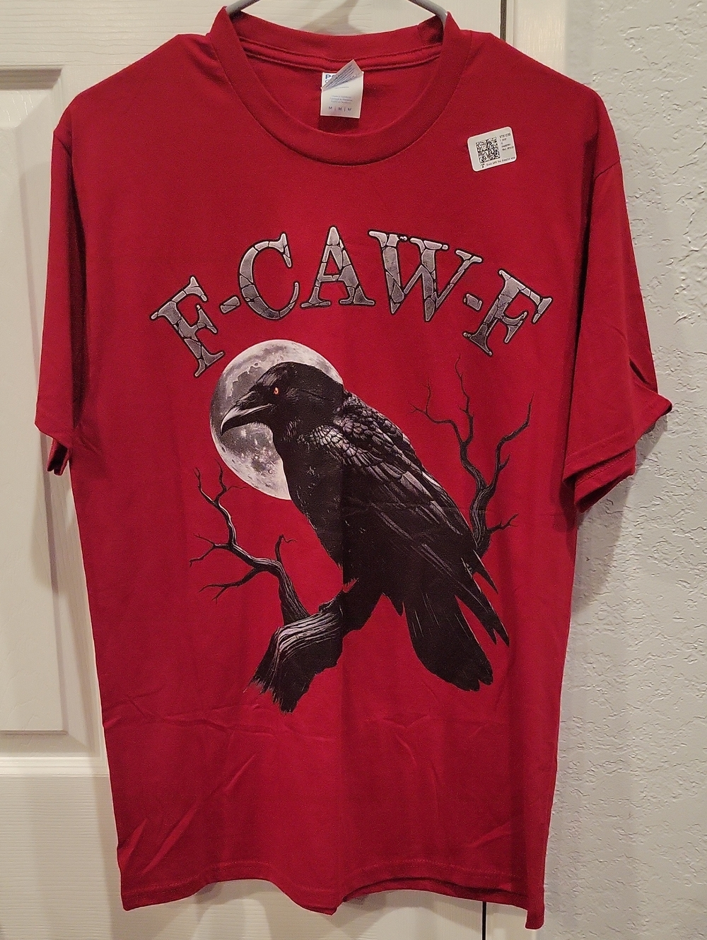 Red Raven Graphic Tee - 'F-CAW-F' Moon Design